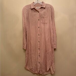 Anthropologie Red and Cream Striped Long Sleeve Dress